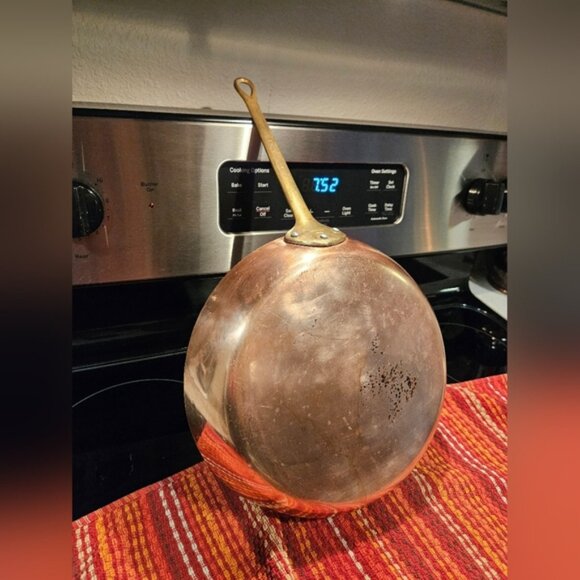 Vintage Tournus French 10 in Copper with Brass Handle Sauté Pan - Picture 1 of 15